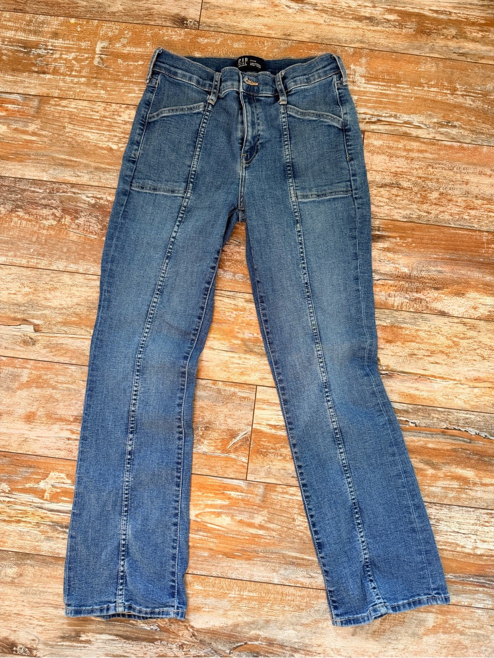 GAP Women's Medium Blue Flare Jeans with Front Seam